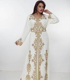 cream  kaftan women dress long gown farasha morocco wear
