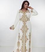 cream  kaftan women dress long gown farasha morocco wear