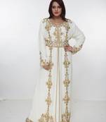 cream  kaftan women dress long gown farasha morocco wear