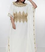 cream  kaftan women dress long gown farasha morocco wear