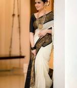 Regal ivory & black kasavu saree
