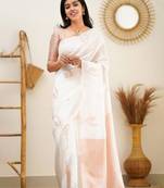 Elegant off-white banarasi art-silk saree