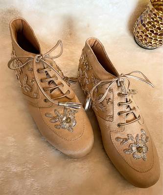 Gold embroidered sneakers 1