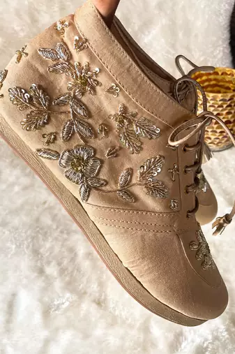 Gold embroidered sneakers