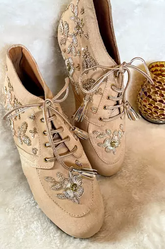 Gold embroidered sneakers