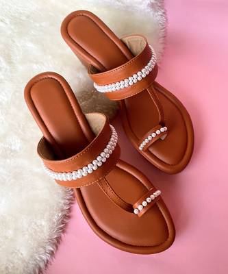 Tan pearl wedges 1