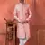 men pink computer thread work on art silk sherwani set