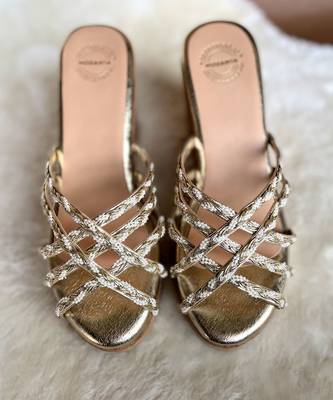 Gold lace wedges 1