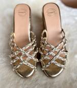 Gold lace wedges
