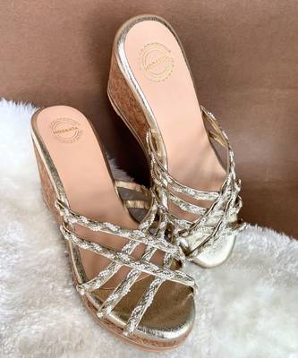 Gold lace wedges 2