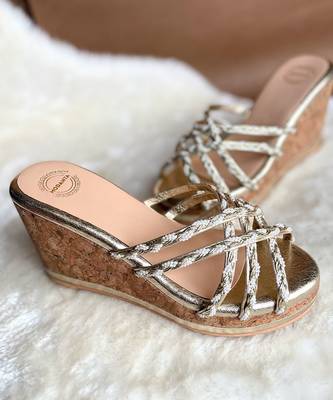 Gold lace wedges 5