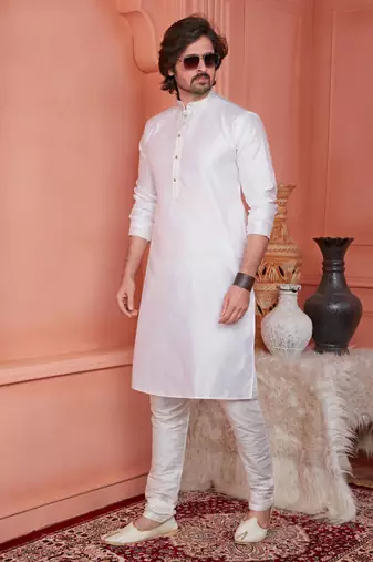 men  pink jacquard silk brocade straight kurta churidar without lining
