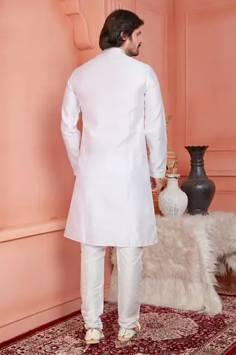 men  pink jacquard silk brocade straight kurta churidar without lining