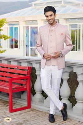 men onion computer thread work on velvet 3 pcs-jacket jodhpuri 1