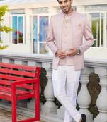 Men onion computer thread work on velvet 3 pcs-jacket jodhpuri