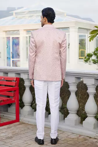 men onion computer thread work on velvet 3 pcs-jacket jodhpuri
