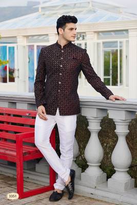 men wine computer thread work on velvet jodhpuri 1