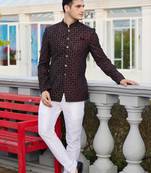 Men wine computer thread work on velvet jodhpuri