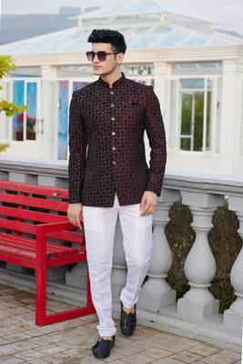 men wine computer thread work on velvet jodhpuri 2