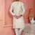 men cream jacquard silk brocade straight kurta churidar without lining