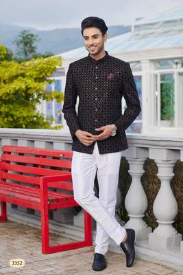 men black computer thread work on velvet jodhpuri 1