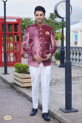 men dark onion plain velvet jodhpuri 1