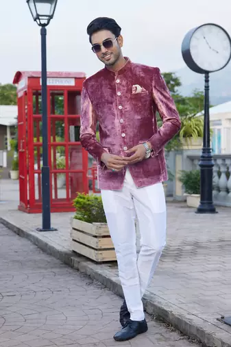 men dark onion plain velvet jodhpuri