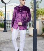 Men majenta plain velvet jodhpuri