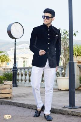men black plain velvet jodhpuri 1