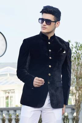 men black plain velvet jodhpuri 3