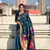 Denim blue zari woven vitthala god paithani silk blend saree