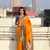 Orange zari woven tiny nath meenakari contrast yeola paithani silk blend saree