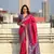 Pink soft silk blend zari woven patola saree with contrast weaves