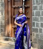 Violet banarasi jaal soft silk blend zari woven saree