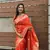 Orange banarasi jaal soft silk blend zari woven saree