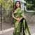 Mehendi green banarasi jaal soft silk blend zari woven saree
