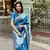Blue banarasi jaal soft silk blend zari woven saree