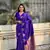 Violet soft silk blend dual zari woven saree with deer border