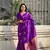 Purple soft silk blend dual zari woven saree with deer border