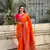 Orange zari woven nath contrast yeola paithani silk blend saree