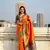 Orange pure tissue zari woven patola saree with contrast weaves