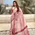 Baby pink katki silk blend floral printed saree with piping border