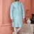 men sky blue jacquard silk brocade straight kurta churidar without lining