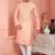 men peach jacquard silk brocade straight kurta churidar without lining