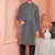 men black jacquard silk brocade straight kurta churidar without lining