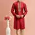men maroon banarasi art silk kurta churidar without lining
