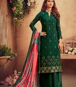 Green zari embroidery and dimoand chinon straight palazzo - full stitched