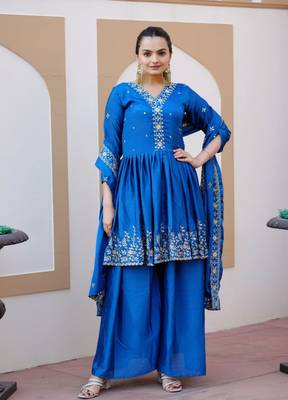 Heavy Chinon Suit With Sequin Embroidered Work 1
