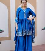 Heavy Chinon Suit With Sequin Embroidered Work