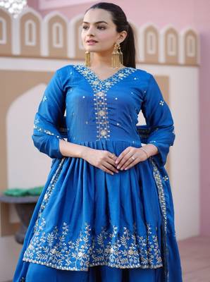 Heavy Chinon Suit With Sequin Embroidered Work 4